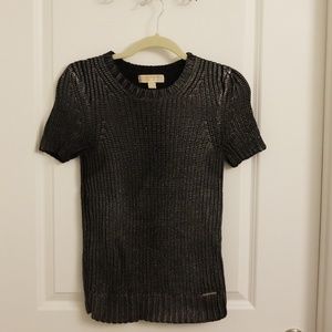 MK black and gunmetal short sleeve sweater